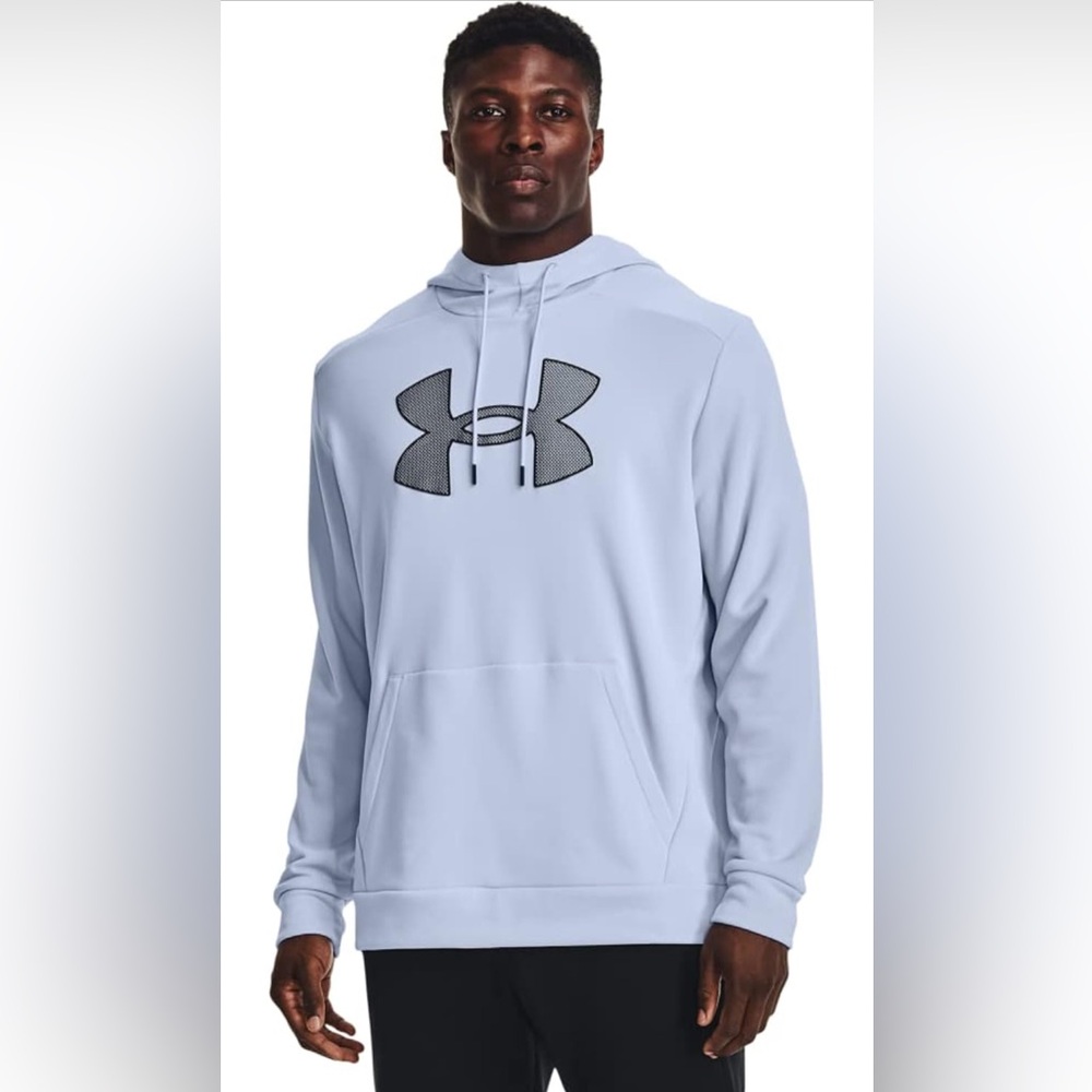 Under Armour Fleece Big Logo Hoodie Pullover Mens SM Light Blue Athletic